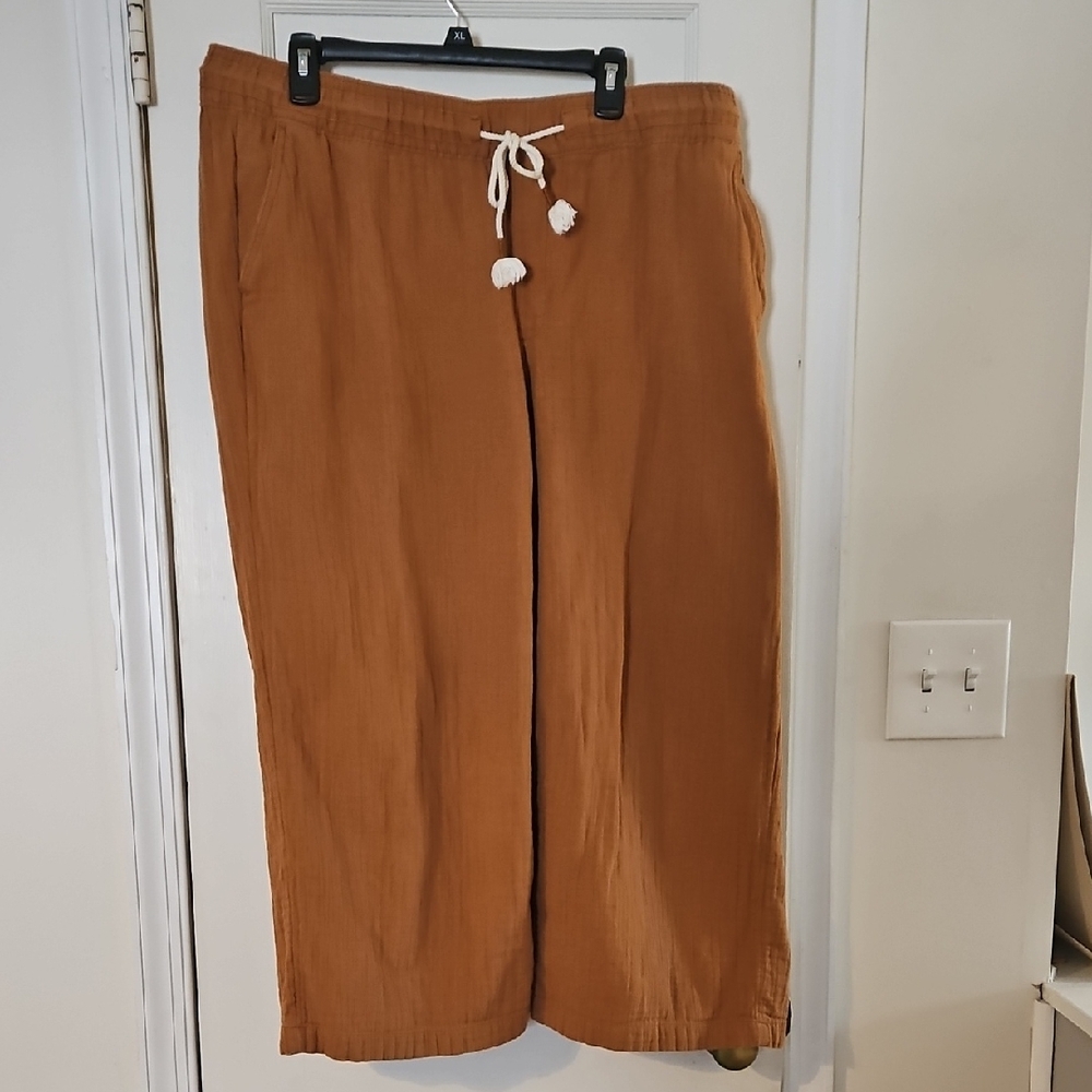 Old Navy Wide Leg Gauze Boho Pants In Burnt Tan